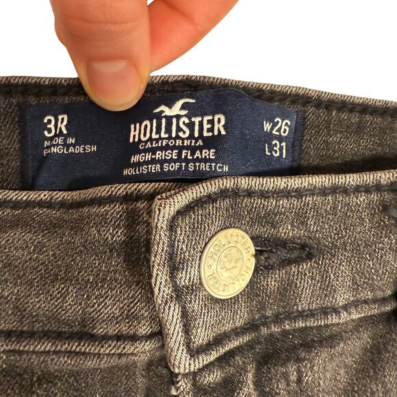 Hollister Black High-Rise Flare Jeans w/ Soft Stretch | Women's 26" - Picture 3 of 8